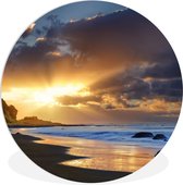 WallCircle - Wandcirkel ⌀ 60 - Strand van het Nationaal park Whanganui op het Noordereiland - Ronde schilderijen woonkamer - Wandbord rond - Muurdecoratie cirkel - Kamer decoratie binnen - Wanddecoratie muurcirkel - Woonaccessoires