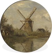 WallCircle - Wandcirkel - Muurcirkel - Molen bij een plas - Schilderij van Paul Joseph Constantin Gabriël - Aluminium - Dibond - ⌀ 140 cm - Binnen en Buiten