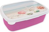 Lunch box Rose - Lunch box - Boîte à pain - Étoile de mer - Coquillages - Mer - 18x12x6 cm - Enfants - Fille