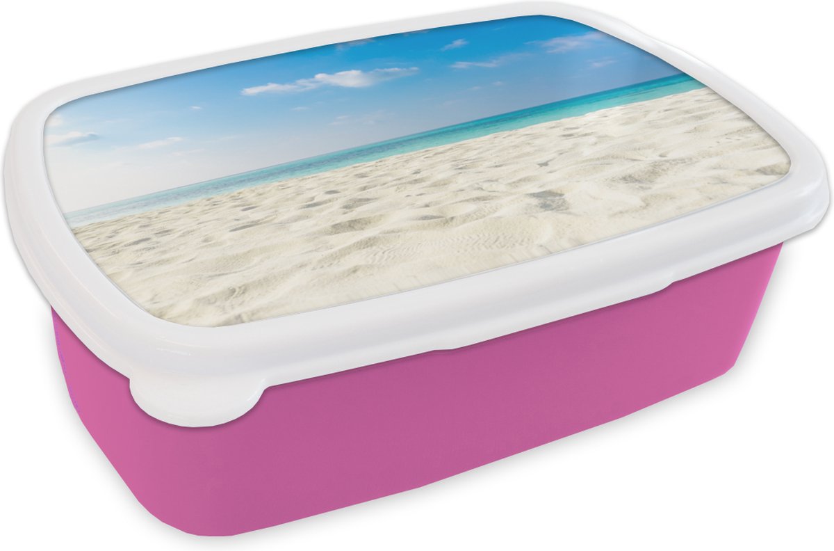 Broodtrommel Roze - Lunchbox - Brooddoos - Strand - Licht - Zon - 18x12x6 cm - Kinderen - Meisje