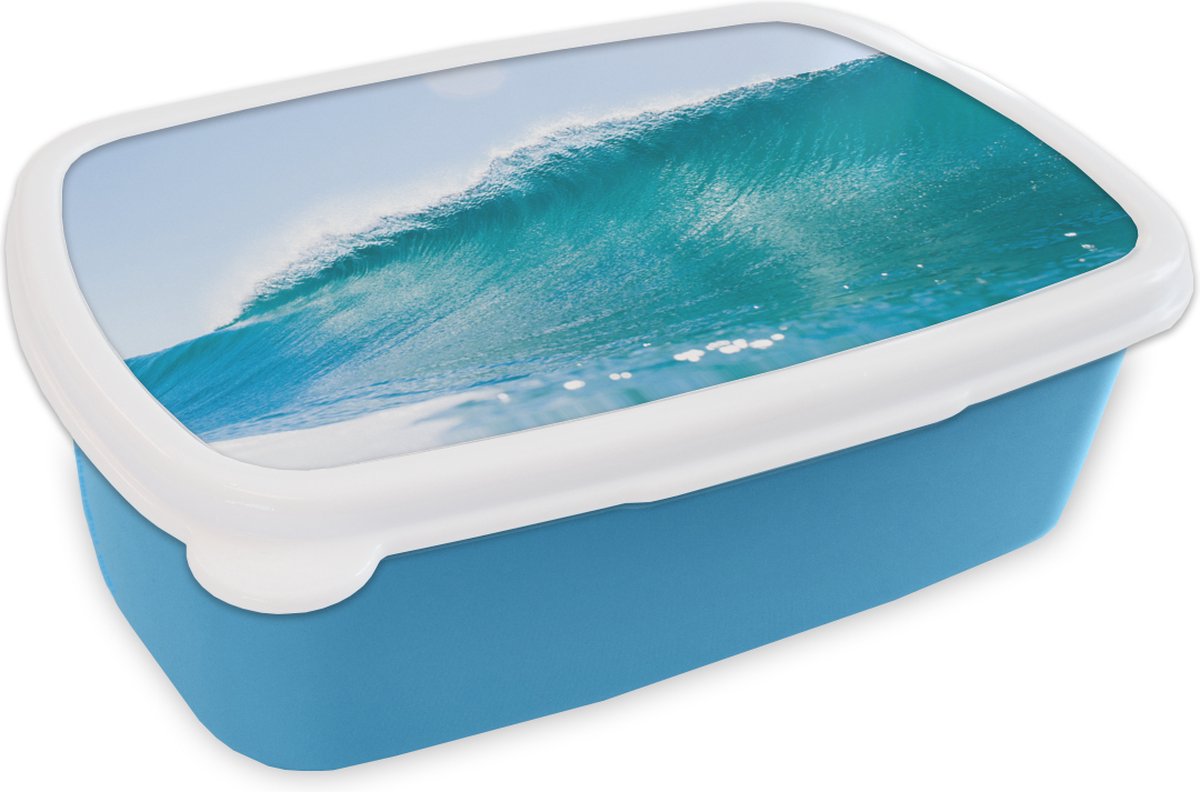 Broodtrommel Blauw - Lunchbox - Brooddoos - Zee - Golf - Blauw - 18x12x6 cm - Kinderen - Jongen