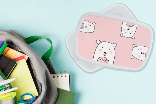 Boîte à pain Wit - Boîte à lunch - Boîte à pain - Ours - Rose - Pastel - Enfants - 18x12x6 cm - Adultes - Cadeau Sinterklaas - Distribution de cadeaux pour enfants - Cadeaux chaussures Sinterklaas