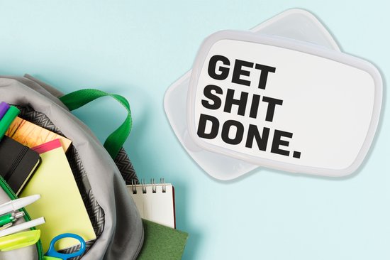 Lunch box Wit - Lunch box - Boîte à pain - Citations - Dictons - Get shit done - 18x12x6 cm - Adultes