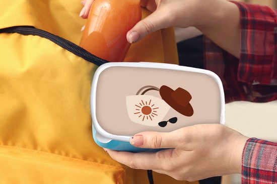 Lunch box Blauw - Lunch box - Boîte à pain - Summer - Sac de plage - Lunettes de soleil - 18x12x6 cm - Enfants - Garçon