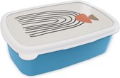 Broodtrommel Blauw - Lunchbox - Brooddoos - Zomer - Pastel - Zwart - 18x12x6 cm - Kinderen - Jongen