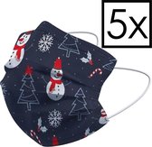 Mondkapje Wegwerp Mondmasker Kerst Universeel Niet Medisch Sneeuwpop - 5x