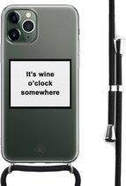 iPhone 11 Pro hoesje met koord - Wine o'clock | Apple iPhone 11 Pro crossbody case | Zwart, Transparant | Tekst