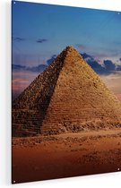 Artaza Glasschilderij - Egyptische Piramides in de Woestijn - 90x120 - Groot - Plexiglas Schilderij - Foto op Glas