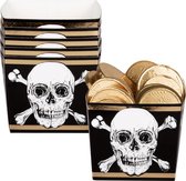 Boland - Tafeldecoratie - Snackbakjes Piraat Doodshoofd 40 Cl Karton Zwart/wit 6 Stuks