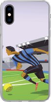 Geschikt voor iPhone X hoesje - Een illustratie van spelers die voetballen in een stadion - Jongetje - Meisjes - Kinderen - Siliconen Telefoonhoesje