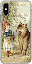 Coque de téléphone compatible avec iPhone X - Loup - Petit Chaperon rouge - Forêt - Coque en Siliconen