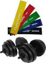 Tunturi - Fitness Set - Tunturi Vinyl Dumbbellset 28kg - Weerstandsbanden 5 stuks