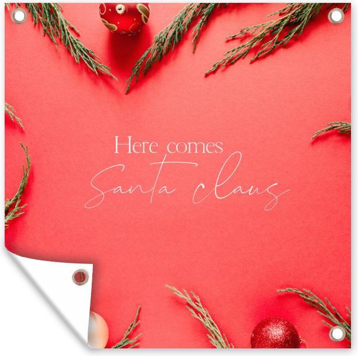 Tuinposters Kerst - Rood - Quote - 50x50 cm - Tuindoek