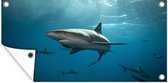 Tuinposter Groep haaien - 60x30 cm - Tuindoek - Buitenposter