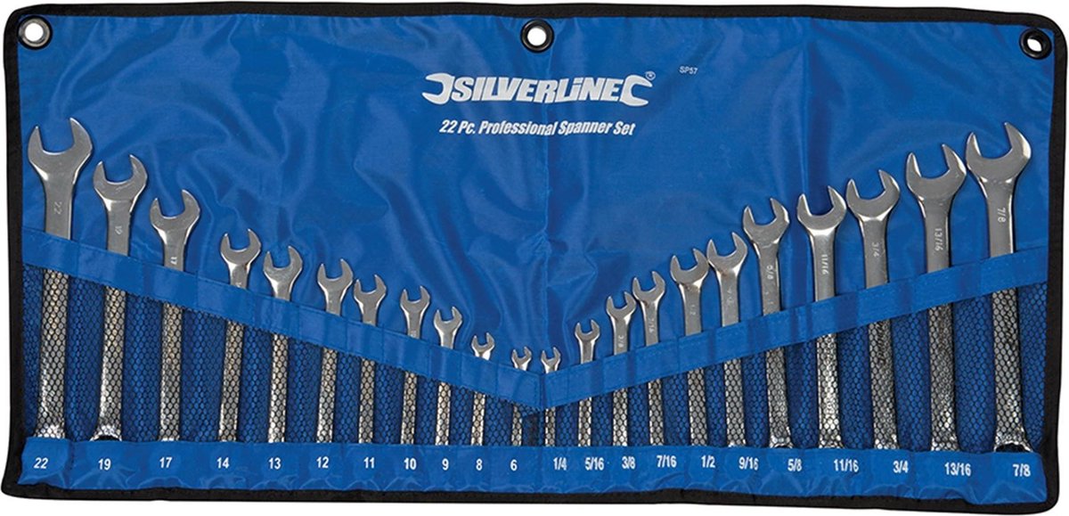 Silverline 22-delige steekringsleutel set 6 - 22 mm en 1/4 - 7/8