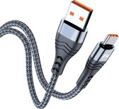 ADC-005 6A USB naar USB-C / Type-C Weave snellaaddatakabel, lengte: 2 m (zilver)