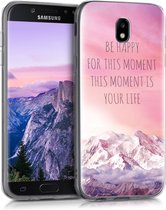 kwmobile telefoonhoesje voor Samsung Galaxy J5 (2017) DUOS - Hoesje voor smartphone in poederroze / paars / koraal - Be Happy Moment design
