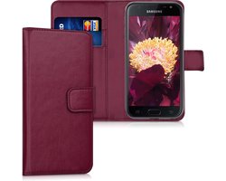 kwmobile telefoonhoesje geschikt voor Samsung Galaxy J3 (2017) DUOS - Hoesje met pasjeshouder in bordeauxrood - Wallet case