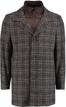 Bos Bright Blue Wollen Jas Bruin Job Coat Check 21301JO11BO/840 brown