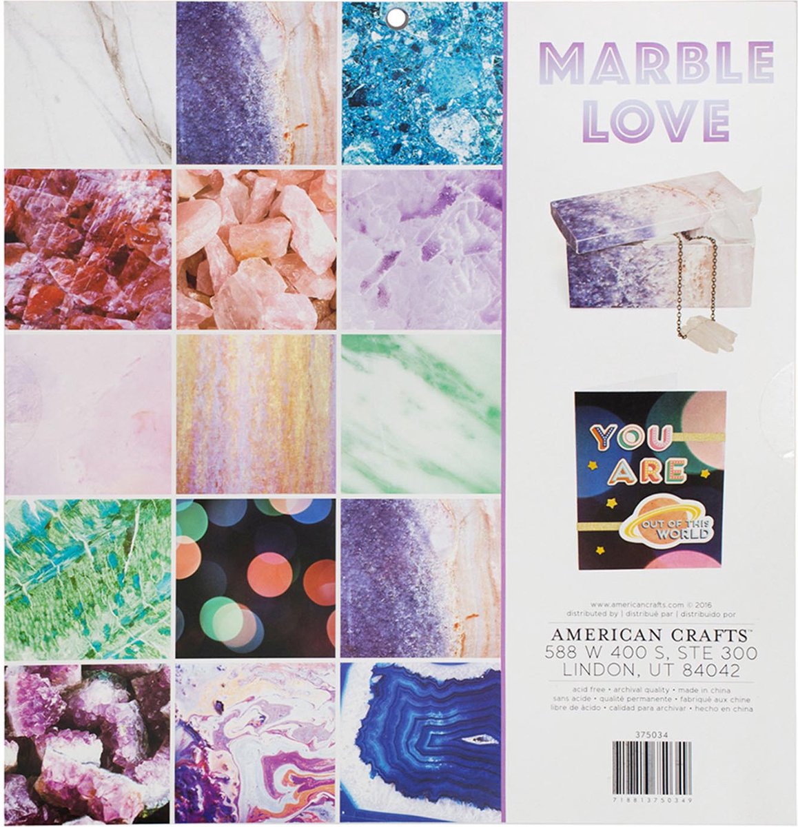 American craft paper pad 30,5x30,5cm x48 marble love