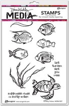 Dina Wakley - Cling Stamps - Scribbly Fishes