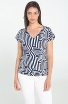 Cassis - Female - T-shirt in tricot met een geometrische print  - Marineblauw