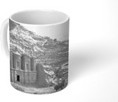 Mok - Petra Klooster en Petra vallei panoramisch uitzicht - zwart wit - 350 ML - Beker