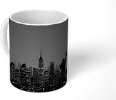 Mok - de skyline van New York in de nacht - zwart wit - 350 ML - Beker