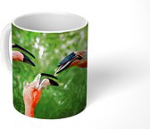 Mok - Koffiemok - Flamingo - Bos - Roze - Mokken - 350 ML - Beker - Koffiemokken - Theemok