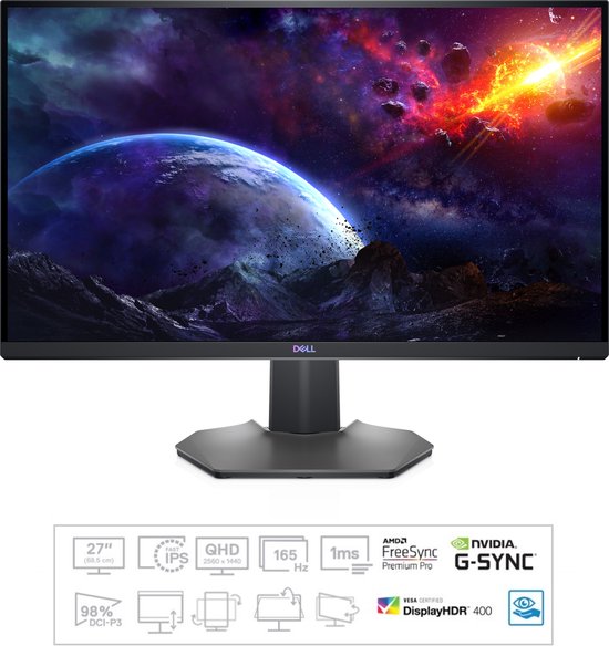 Dell S2721DGF Gaming Monitor - 27 inch QHD Nano-IPS - 165Hz