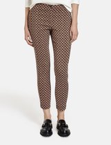 GERRY WEBER Dames Broek met ruitmotief camel/ivory/schwarz-46