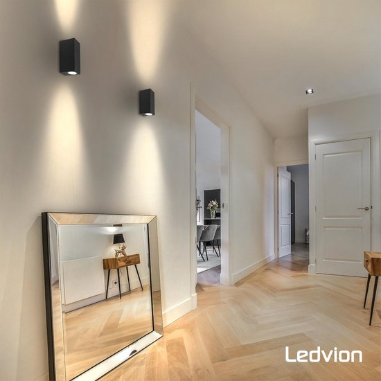 Ledvion Wandlamp Cube, Up Down Verlichting, IP54, GU10 fitting, Zwarte Lamp, Wand lamp Buiten, Tuinverlichting - LEDVION