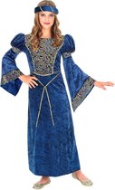 Widmann - Middeleeuwen & Renaissance Kostuum - Hofmeisje Renaissance Gwendolyn Kostuum - Blauw - Maat 128 - Carnavalskleding - Verkleedkleding