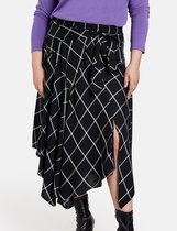 SAMOON Dames Geweven rok met puntige zoom en geknoopt detail Black gemustert-54