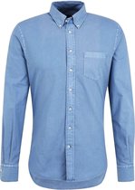 Profuomo Overhemd Garment Dyed Blauw - maat M