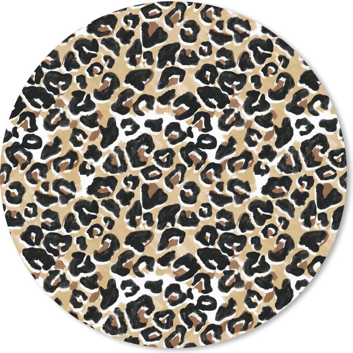 Muismat rond 30x30 cm - Mousepad Dierenprint - Panter - Bruin - Waterverf - Ronde muismatten