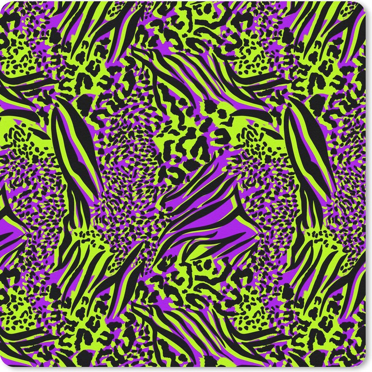 Muismat 20x20 cm - Mousepad Dieren - Patronen - Neon - Muismatten