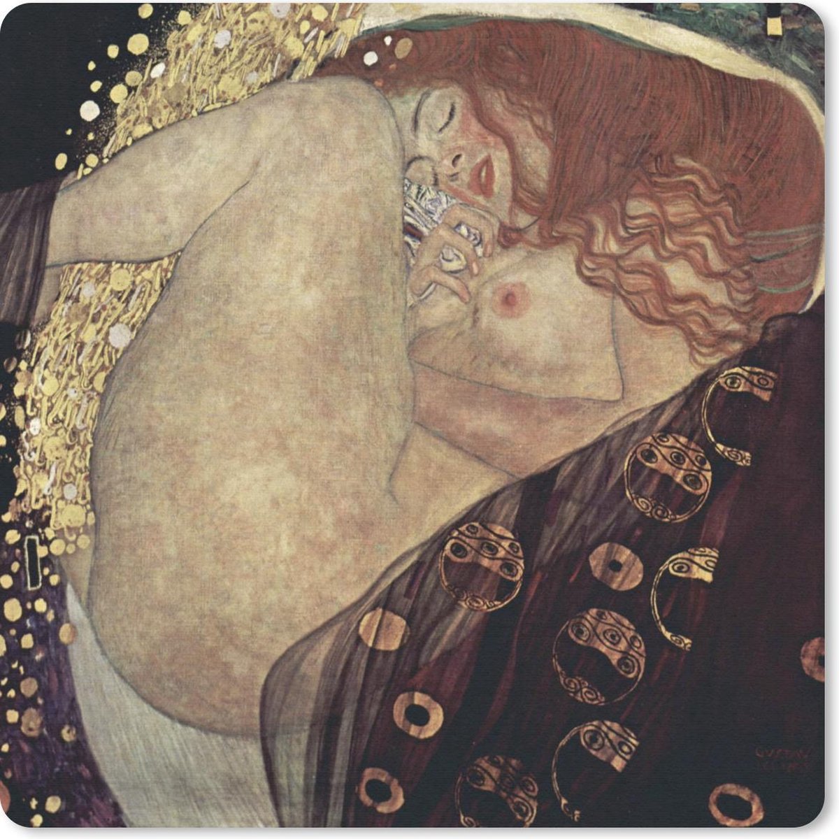 Muismat 20x20 cm - Mousepad Danaë - Gustav Klimt - Muismatten