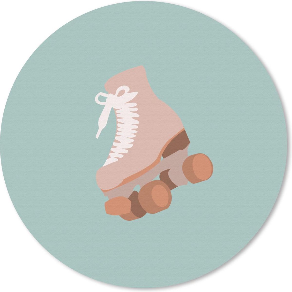 Muismat rond 40x40 cm - Mousepad Zomer - Rolschaats - Pastel - Ronde muismatten