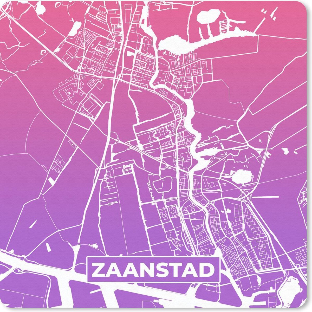 Muismat 30x30 cm - Mousepad Stadskaart - Zaanstad - Nederland - Paars - Muismatten