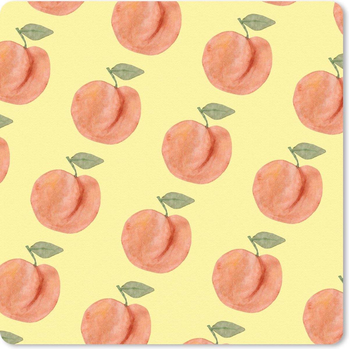 Muismat 20x20 cm - Mousepad Perziken - Fruit - Sjablonen - Muismatten