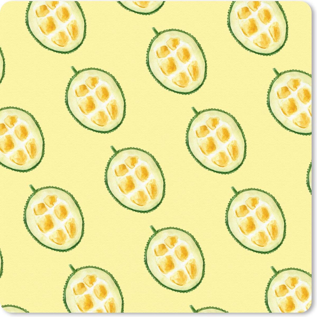 Muismat 30x30 cm - Mousepad Fruit - Sjablonen - Geel - Muismatten