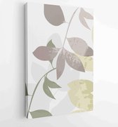 Canvas schilderij - Botanical wall art vector set. Foliage line art drawing with abstract shape 2 -    – 1912802980 - 40-30 Vertical