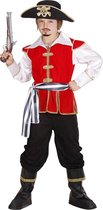 Widmann - Piraat & Viking Kostuum - Officieel Piratenkapitein - Jongen - Rood, Zwart - Maat 128 - Carnavalskleding - Verkleedkleding