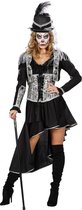 Wilbers & Wilbers - Heks & Spider Lady & Voodoo & Duistere Religie Kostuum - Voodoo Dame Zwart Zilver - Vrouw - zilver - Maat 40 - Halloween - Verkleedkleding