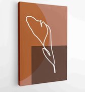 Canvas schilderij - Palm leaves wall art vector set. Earth tone boho foliage line art drawing with abstract shape. 2 -    – 1870962295 - 40-30 Vertical