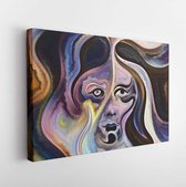 Canvas schilderij - Human Texture series. Backdrop composed of human face, rich colors, organic textures, flowing curves and suitable for use in the projects on inner world, mind,