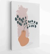 Canvas schilderij - Foliage line art drawing with abstract shape. Abstract Plant Art design for print, cover, wallpaper, Minimal and natural wall art. 3 -    – 1814260343 - 40-30 V