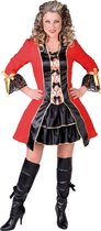 Magic By Freddy's - Middeleeuwen & Renaissance Kostuum - Officier Koninklijke Garde Rood Brokaat - Vrouw - rood,zwart - XXL - Carnavalskleding - Verkleedkleding
