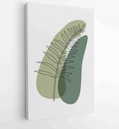 Canvas schilderij - Foliage line art drawing with abstract shape. Abstract Plant Art design for print, cover, wallpaper, Minimal and natural wall art. 4 -    – 1813395304 - 80*60 V
